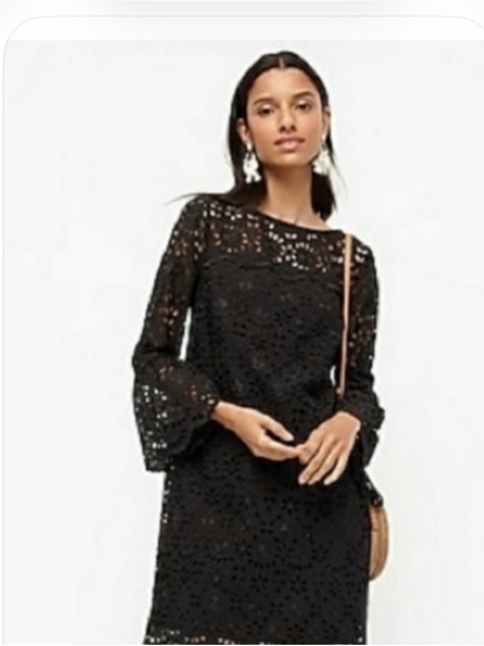 J. Crew Black Eyelet Bell-Sleeve Dress